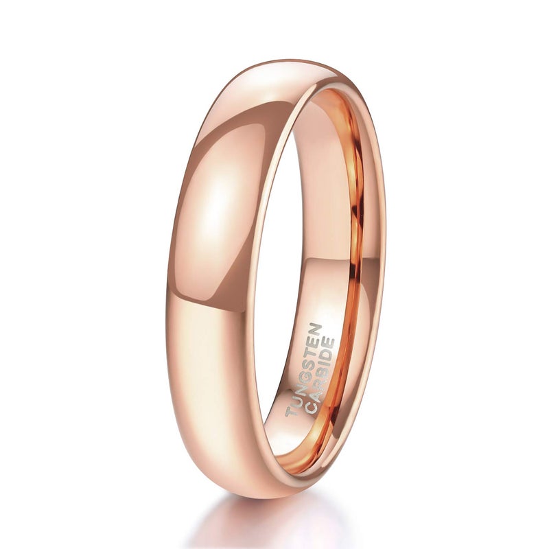 TRUMIUM 4mm Tungsten Wedding Ring Bands for Men Women Rose Gold Plated Dome Plain High Polish Size 7 - Image 1